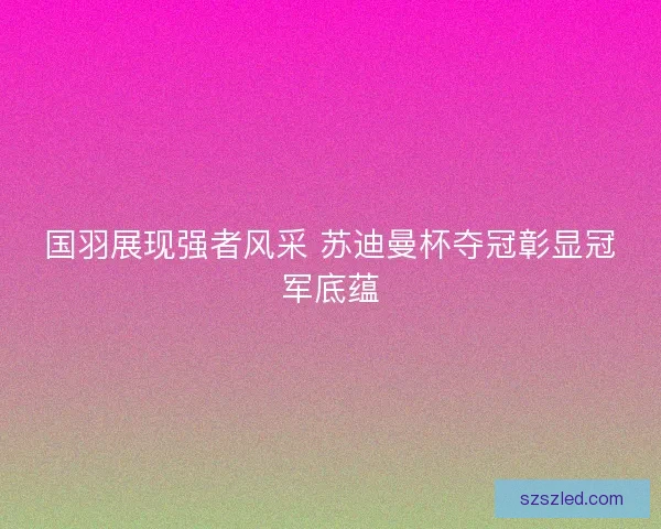 国羽展现强者风采 苏迪曼杯夺冠彰显冠军底蕴